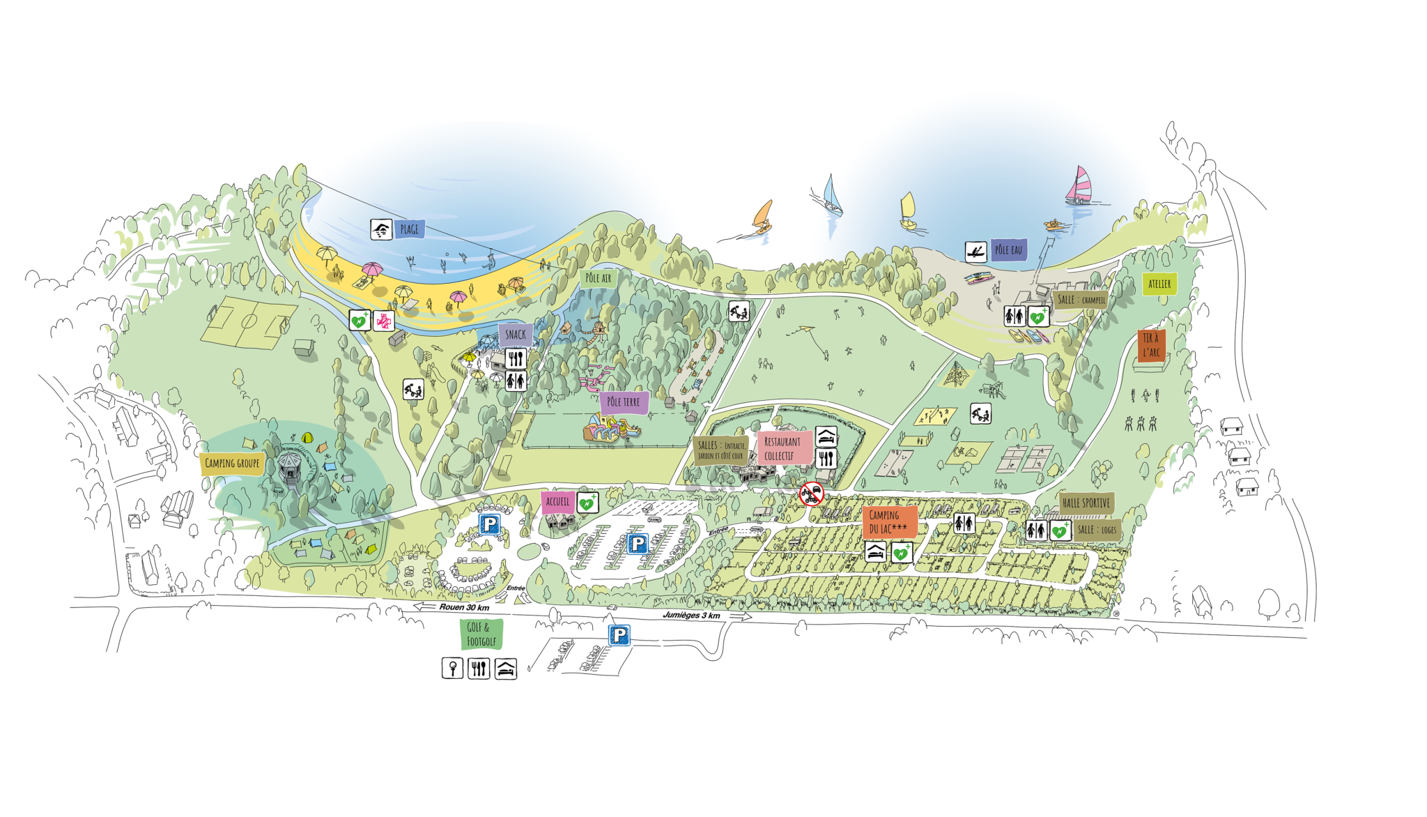 Plan de la base de jumièges avec tout ces points stratégiques
